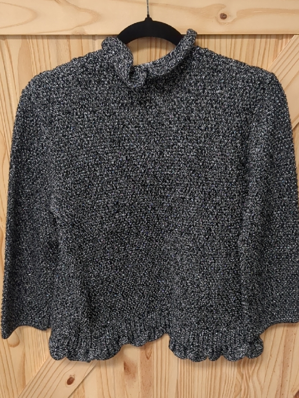 Ruby Rd. Black & Silver Ruffled Cardigan - Picture 3 of 3
